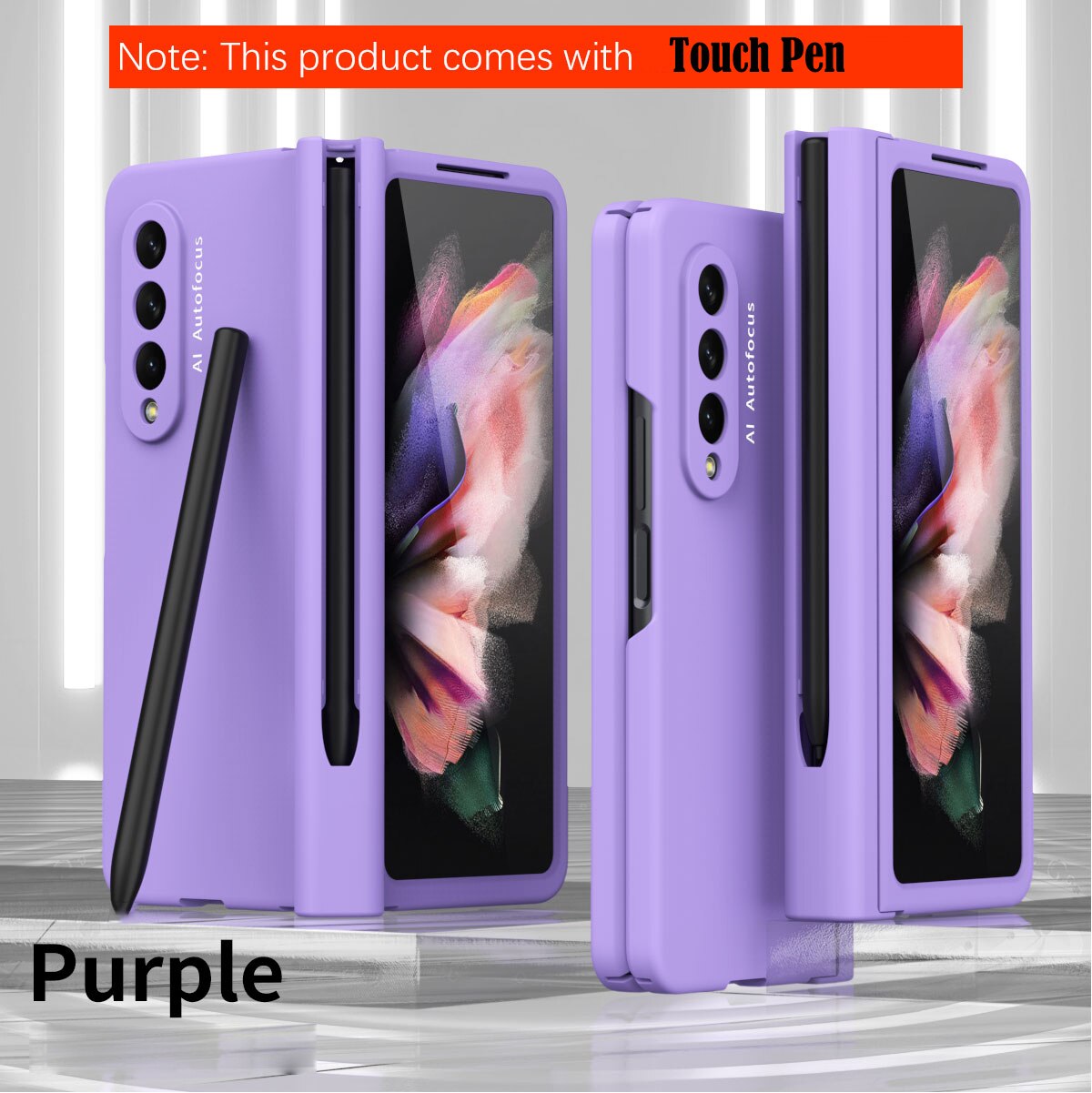 Samsung Galaxy Z Fold4 5G Hinge Case with Pen Slot Holder Hinge Case with Front Screen Glass Film