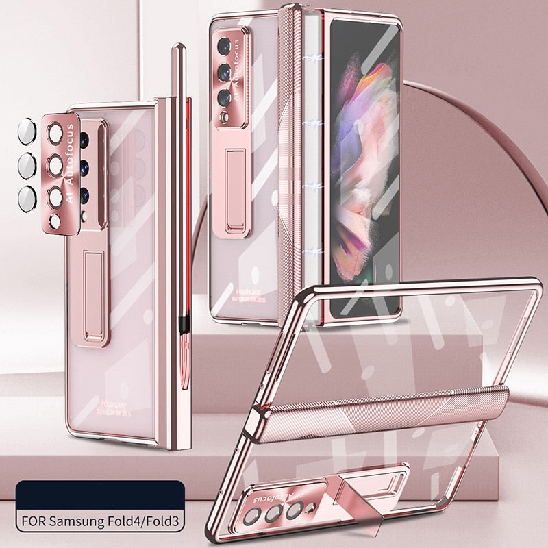 Magnetic Double Hinge Case For Samsung Galaxy Z Fold4 5G With Film Protector and Stylus