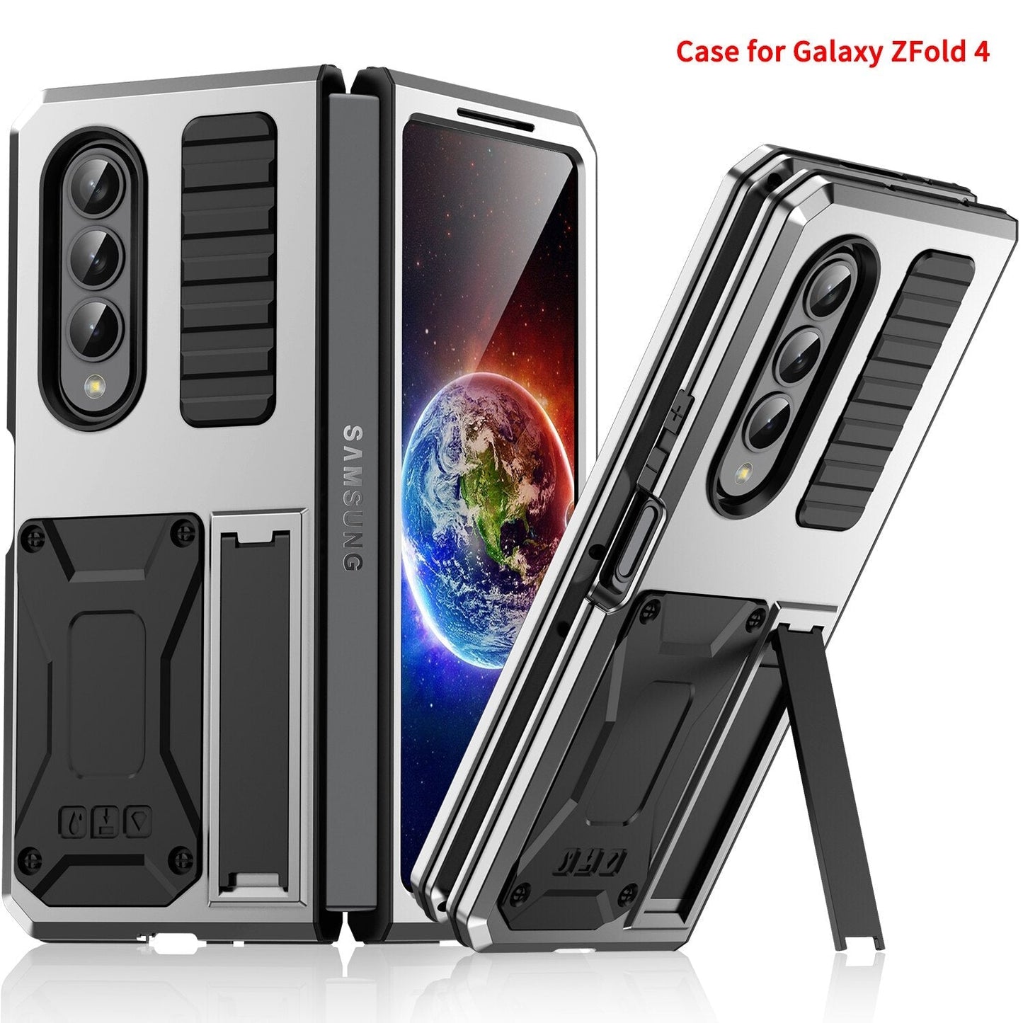 Aluminum Alloy Metal Samsung Galaxy Z Fold4 5G Case Heavy Duty Protection Stand Back Cover for Samsung Z Fold4 Capa