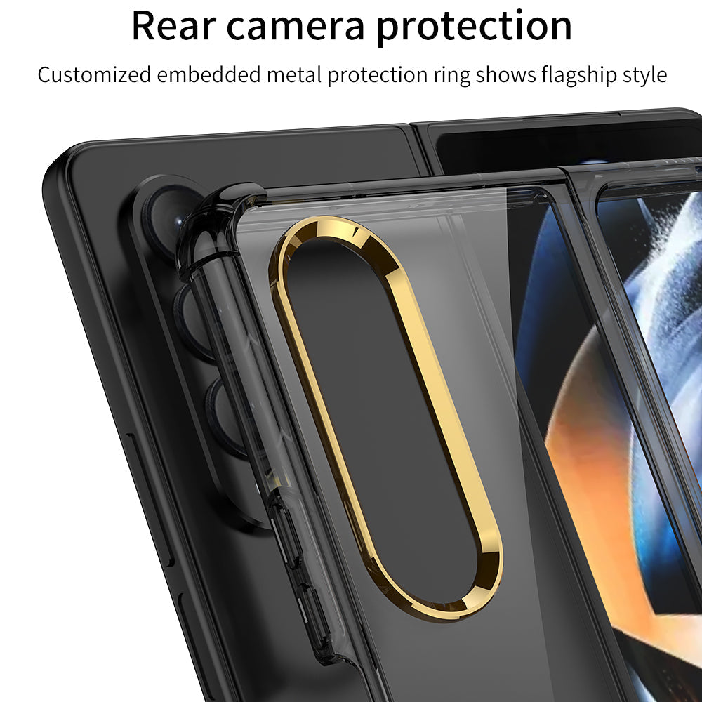 Airbag Bumper With Glass Frame Cover For Samsung Galaxy Z Fold 4 Case Shockproof Clear Soft Edge Case For Galaxy Z Fold4 5G