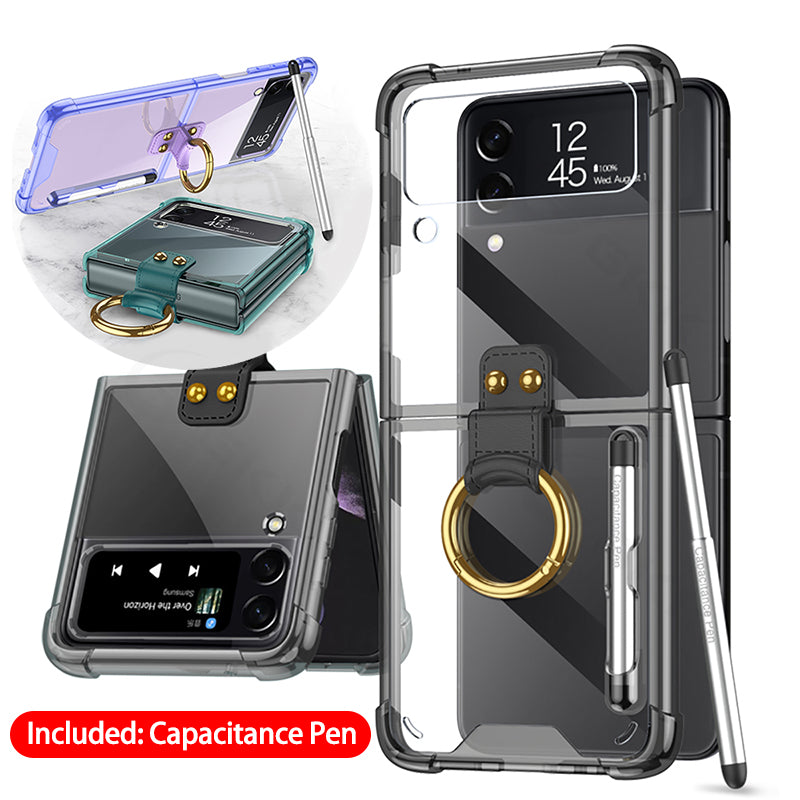 Airbag Corner Hard Silicone Case For Samsung Galaxy Z Flip 3 5G Case Included Capacitance Pen Slot Cover For Galaxy Z Flip 3
