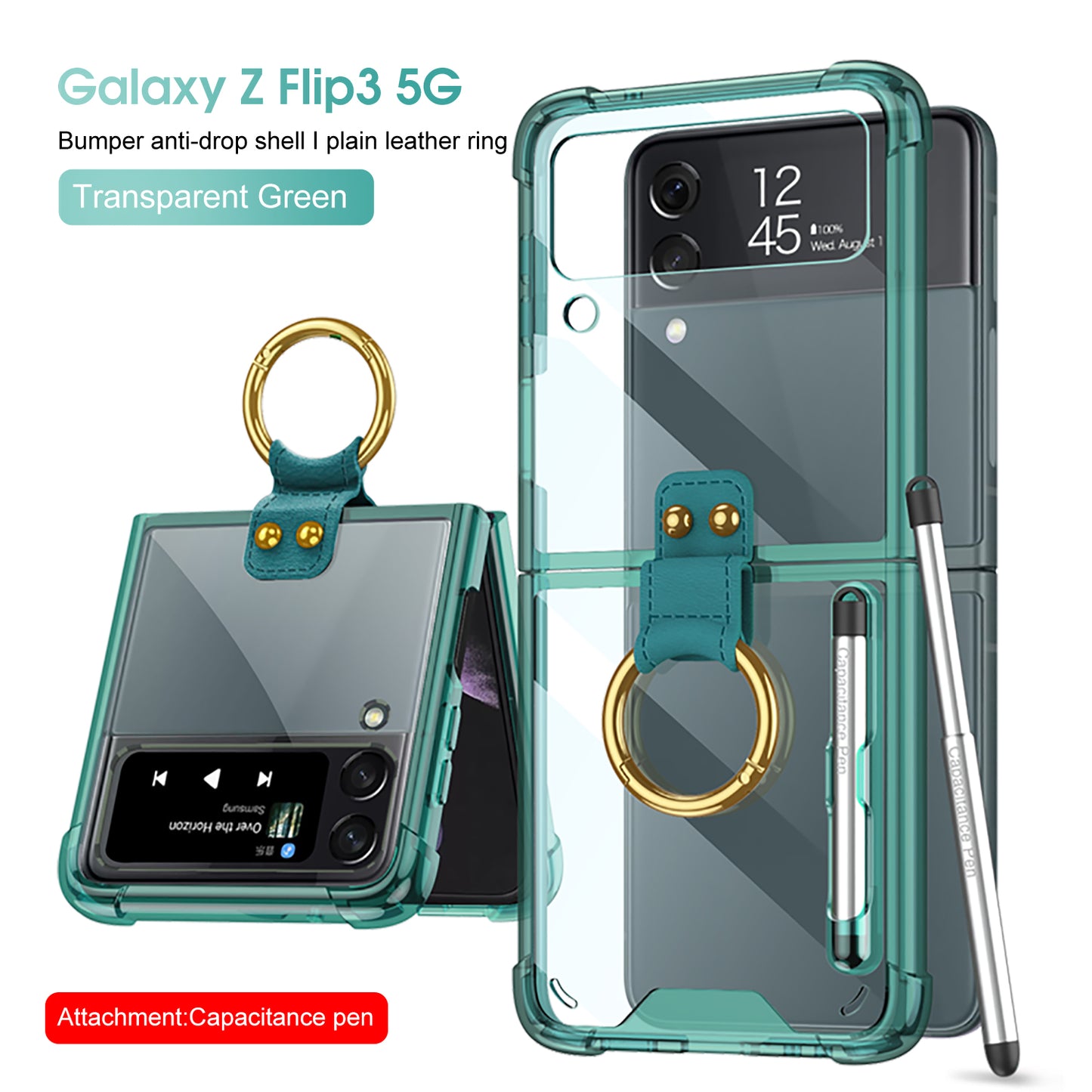 Airbag Corner Hard Silicone Case For Samsung Galaxy Z Flip 3 5G Case Included Capacitance Pen Slot Cover For Galaxy Z Flip 3