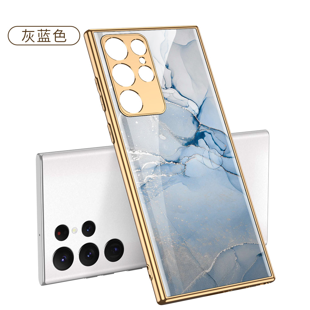 Case For Samsung Galaxy S21 S22 Ultra Case Electroplated Painted Tempered Glass Hard Cover For Galaxy S21 S22 Ultra