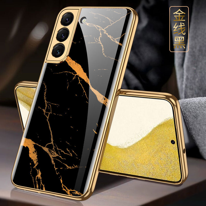 Tempered Glass Case For Samsung Galaxy S22 Plus Ultra Case Luxury Plating Frame Cover For Samsung S22 Plus Ultra