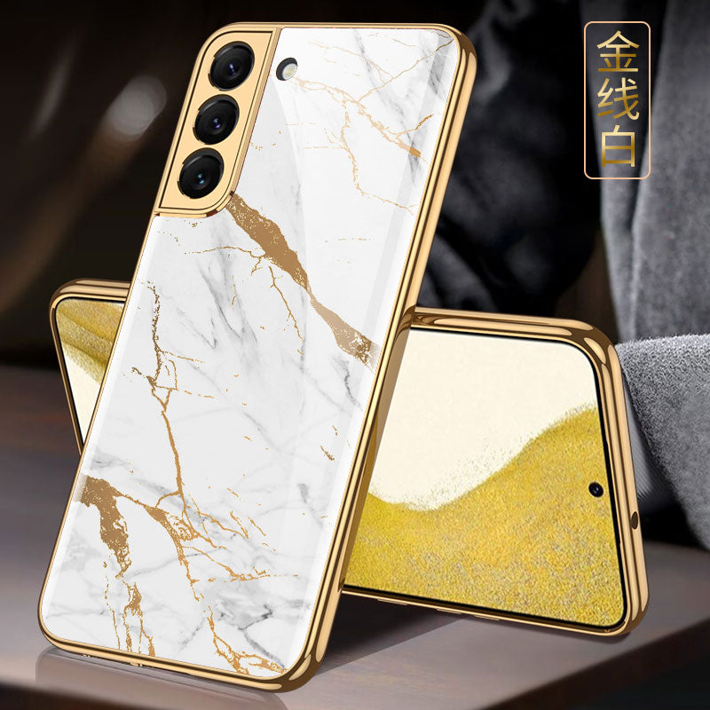 Tempered Glass Phone Case For Samsung Galaxy S22 Plus Ultra Case Luxury Plating Cover For Samsung S22 Plus Ultra