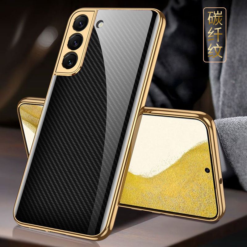 Tempered Glass Phone Case For Samsung Galaxy S22 Plus Ultra Case Luxury Plating Cover For Samsung S22 Plus Ultra