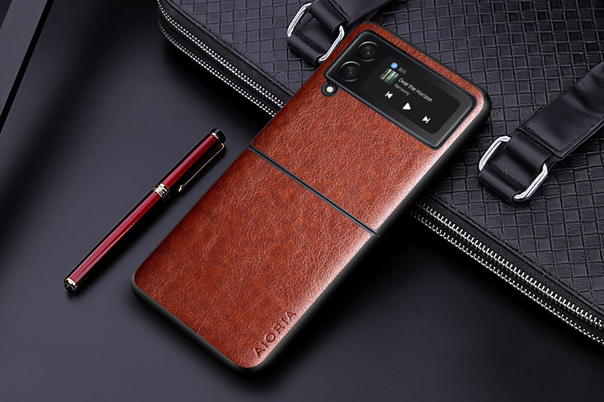 Luxury PU leather Case for Samsung galaxy Z Flip3 Flip 4 5G Business solid color design phone cover for samsung z flip 3 5g case