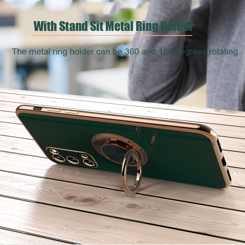 Plating Silicone Case For Samsung Galaxy S21 S20 S22 Ultra FE Plus Note 20 9 10 Cover With Ring Holder