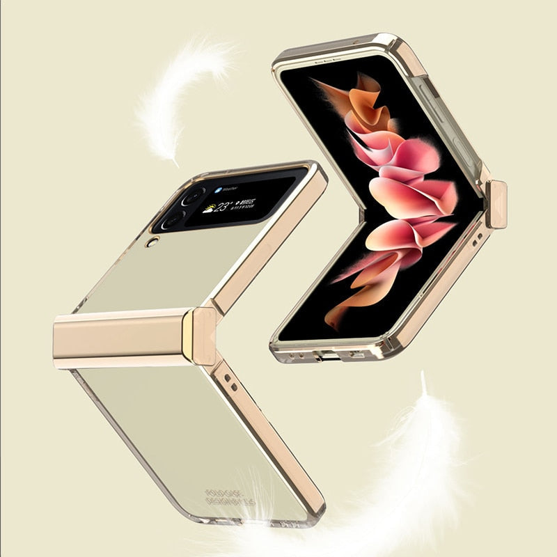 Hinge Case for Samsung Galaxy Z Flip 4 5G Case Full Protection Plating Transparent