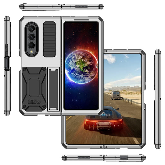 Aluminum Alloy Metal Samsung Galaxy Z Fold4 5G Case Heavy Duty Protection Stand Back Cover for Samsung Z Fold4 Capa