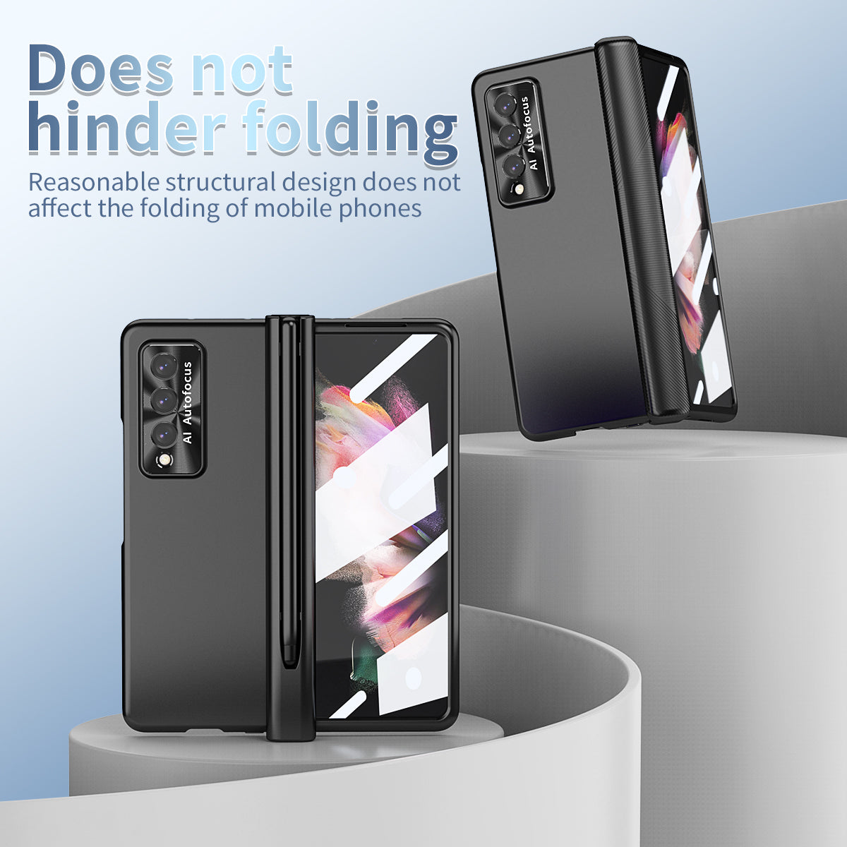 Double Hinges Electroplated Case for Samsung Galaxy Z Fold4 5G  with Stylus