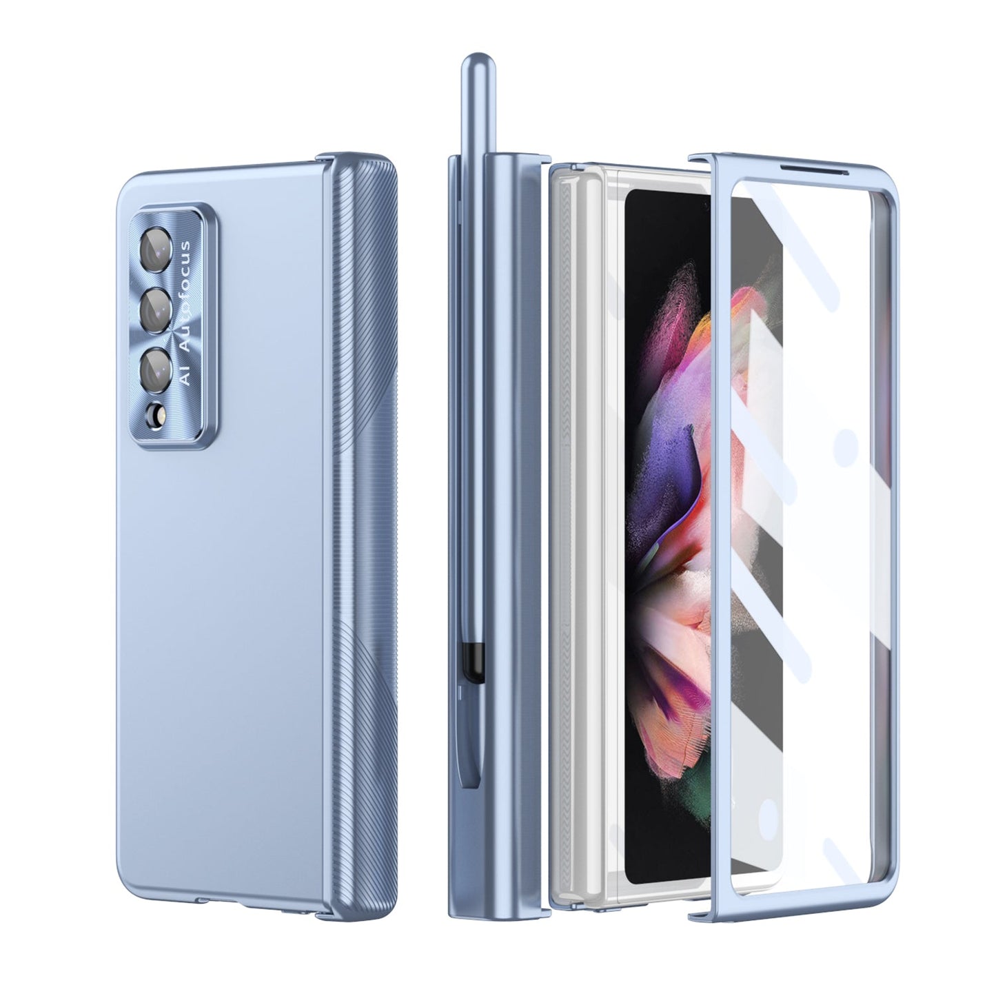 Double Hinges Electroplated Case for Samsung Galaxy Z Fold4 5G  with Stylus