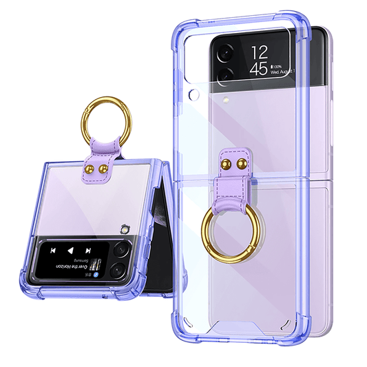 Transparents Airbag Ring Holder Anti-knock Protection Cover Case For Samsung Galaxy Z Flip 3 5G