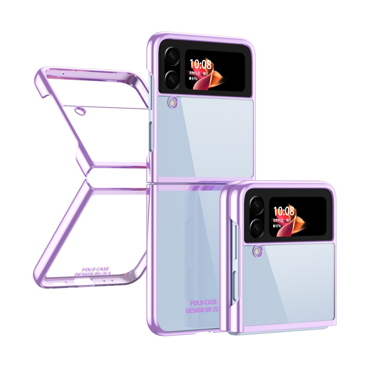 Clear Plating Capa For Samsung Galaxy Z Flip4 5G  Case Fundas Transparent Frame Hard PC Protection Cover
