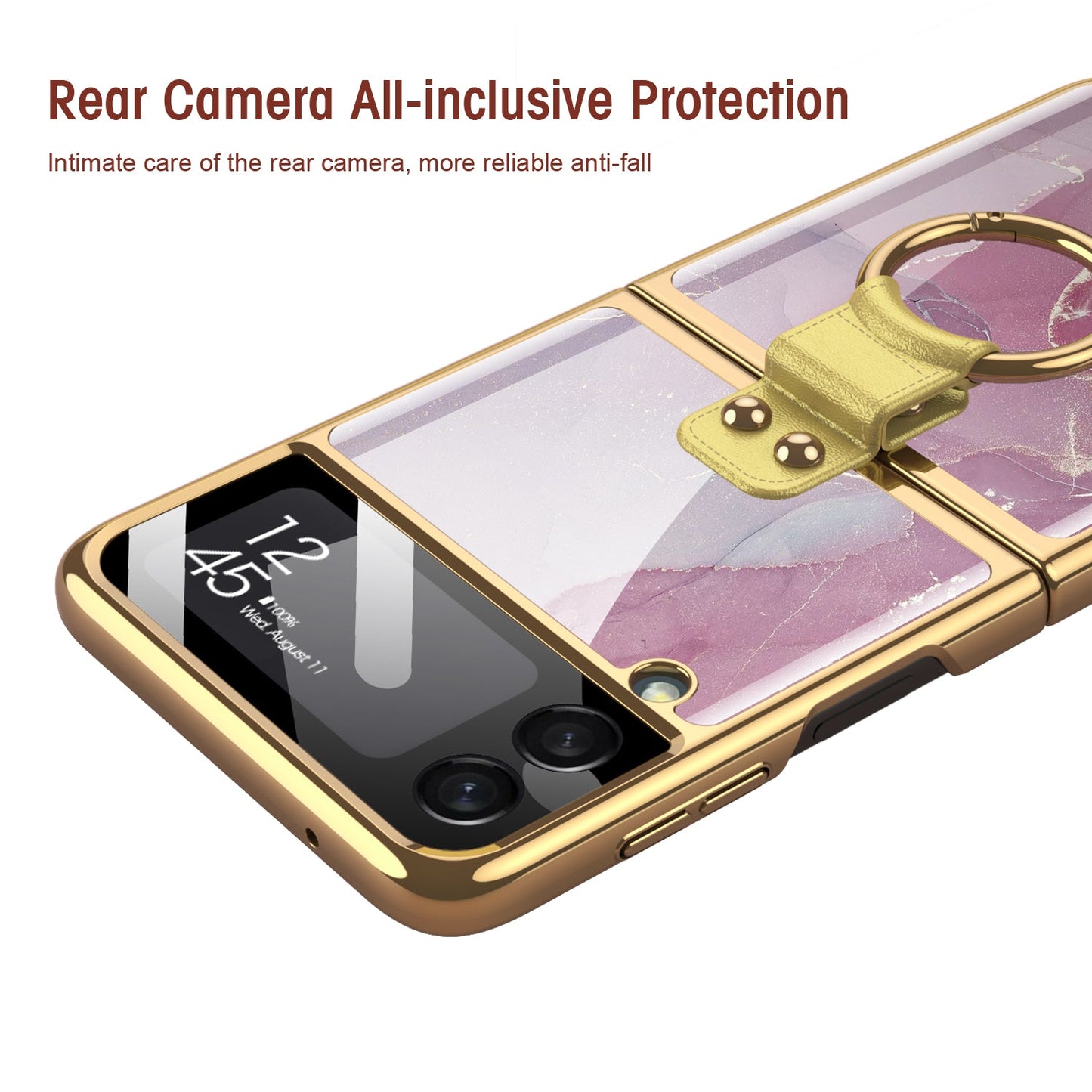 Electroplating Glass Ring Case For Samsung Galaxy Z Flip3 5G