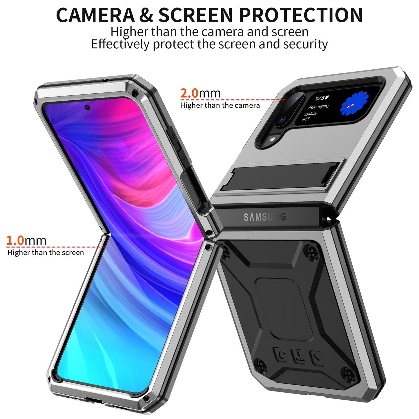 Aluminum Alloy Heavy Duty Military Protection Case For Samsung Galaxy Z Flip4 5G